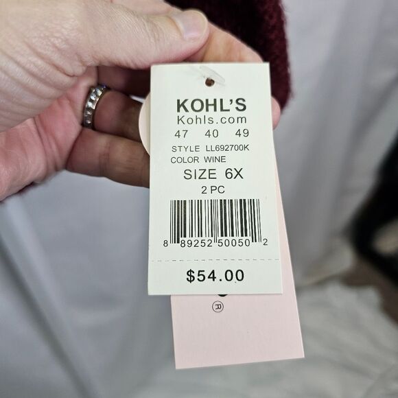 Little Lass Burgundy Knit Lace-Up Applique Sweater Size 6X - Picture 9 of 10